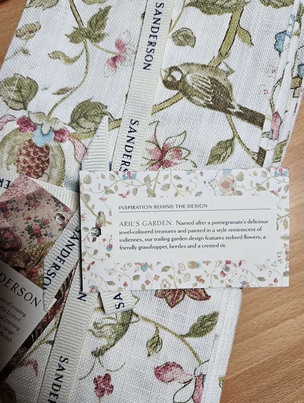 Sanderson Napkins (8) Arils Garden Floral Birds 100% Cotton